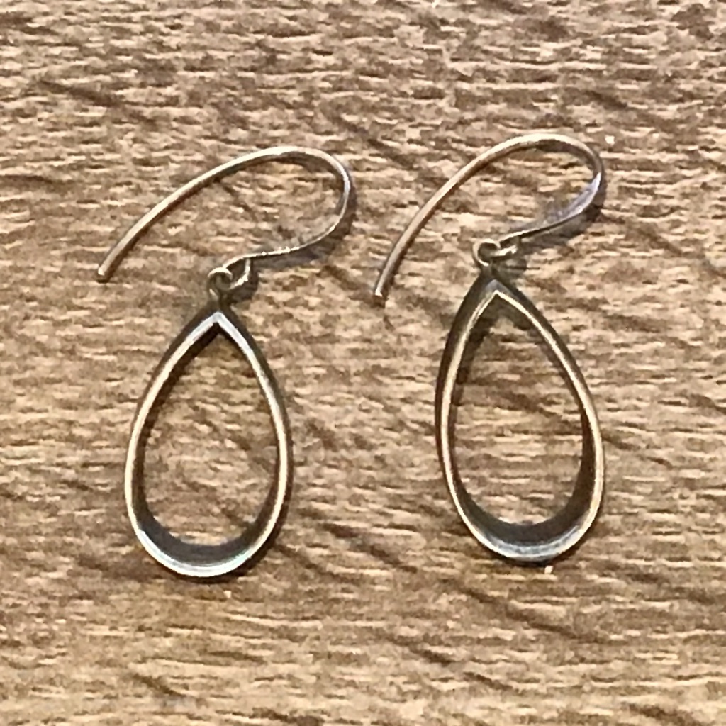 Signed Boma Sterling Silver Modernist Open Teardrop Hook Dangle Earrings 1